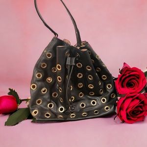 Hobo bag with gold circles